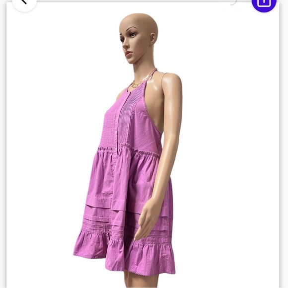 NWT Free People Desert Day Mini Dress Tiered Halter Buttondown Lace-Trim - Picture 7 of 16